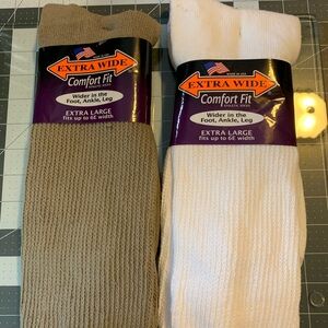 Mens Extravaganza Wide Comfort Fit Socks - Tan and White Size XL6E width